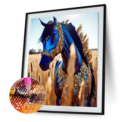 Blue Horse - Full Round Drill Diamond Painting 30*40CM