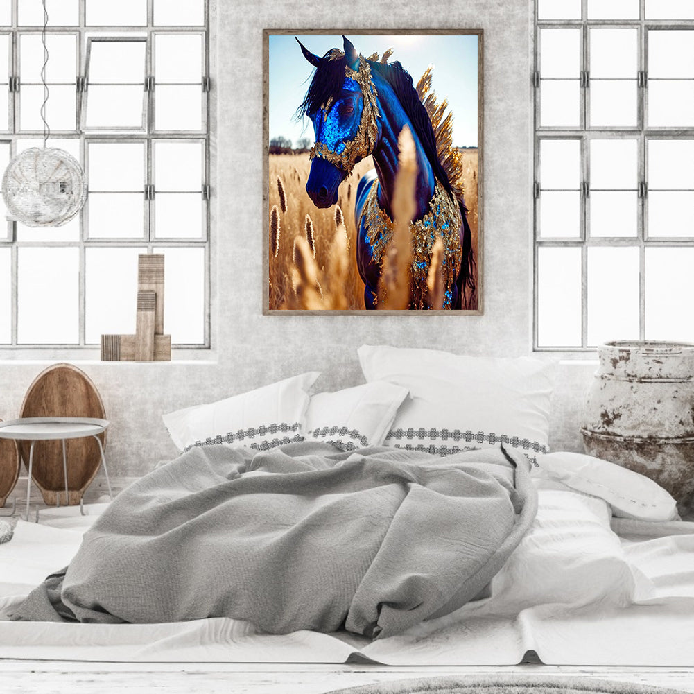 Blue Horse - Full Round Drill Diamond Painting 30*40CM