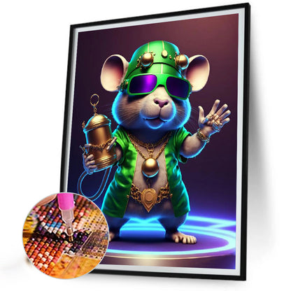 Rock Animal Mouse On Stage - Full Round Drill Diamond Painting 30*40CM