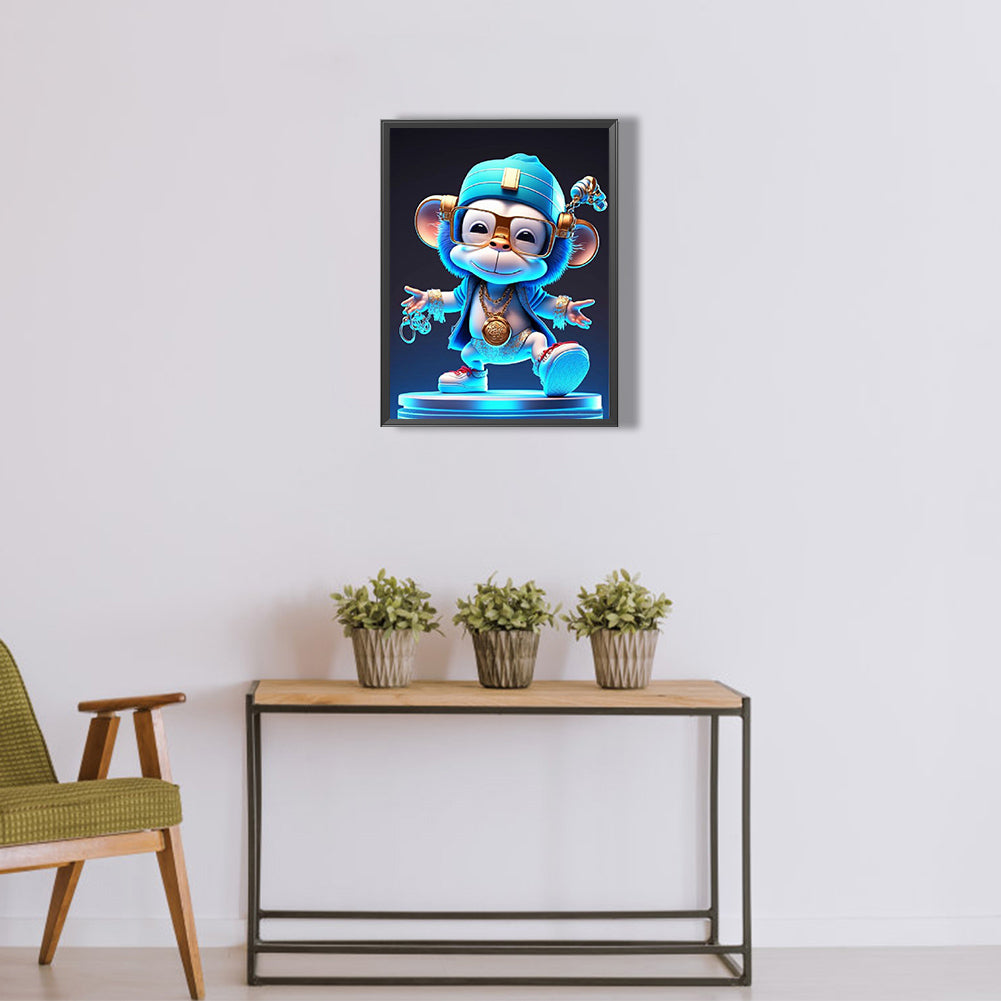 Rock Animal Monkey On Stage - Full Round Drill Diamond Painting 30*40CM