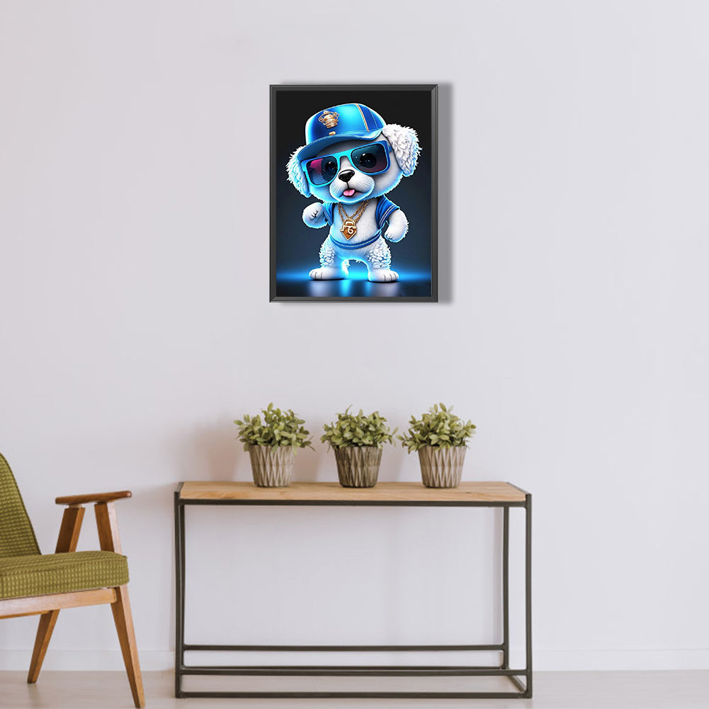 Rock Animal Puppy On Stage - Full Round Drill Diamond Painting 30*40CM