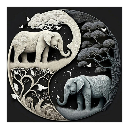 Elephant Yin Yang Diagram - Full Square Drill Diamond Painting 30*30CM