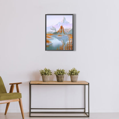 Mountain Sea Mermaid - Full Round Drill Diamond Painting 30*40CM