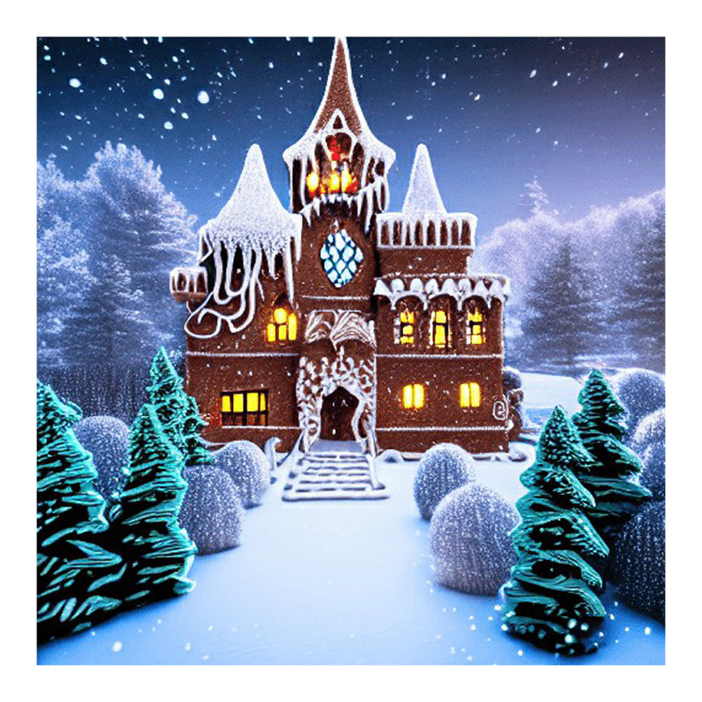 Hut Snow Scene - Full Round Drill Diamond Painting 40*40CM