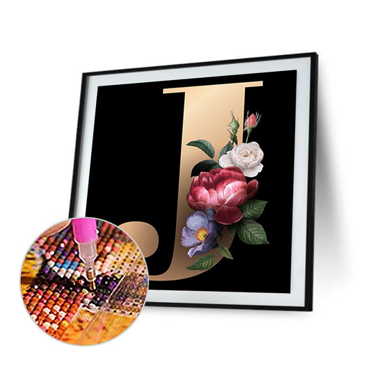 Letter J - Full Square Drill Diamond Painting 45*45CM