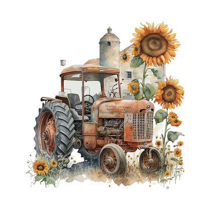 Retro Nostalgic Sunflower Truck - Full Round Drill Diamond Painting 30*30CM