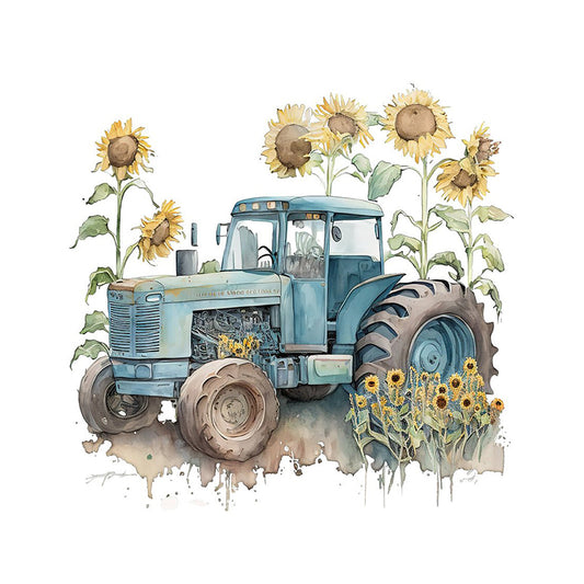 Retro Nostalgic Sunflower Truck - Full Round Drill Diamond Painting 30*30CM