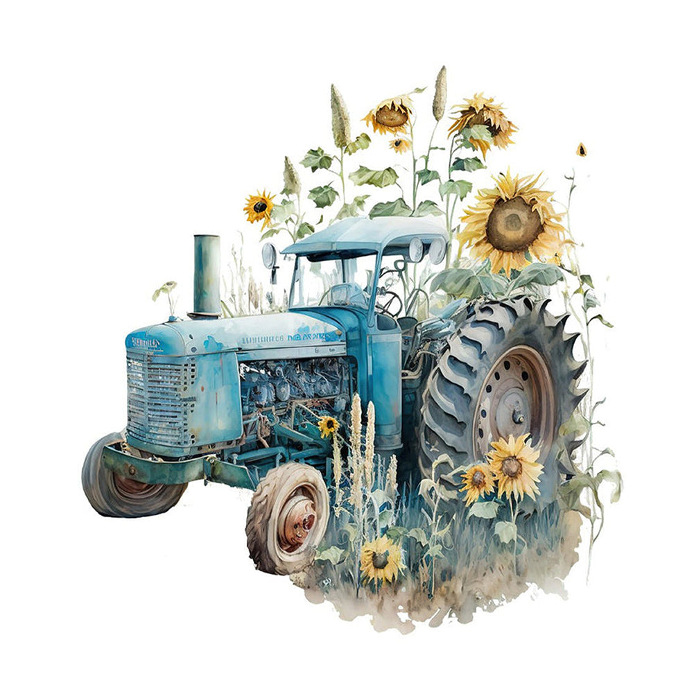 Retro Nostalgic Sunflower Truck - Full Round Drill Diamond Painting 30*30CM