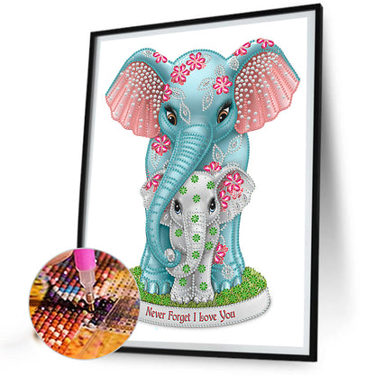 Elephant Mother And Child - Special Shaped Drill Diamond Painting 30*40CM