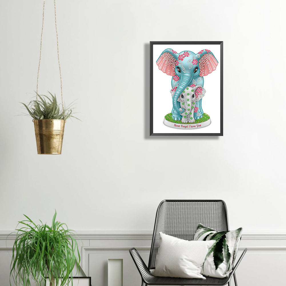 Elephant Mother And Child - Special Shaped Drill Diamond Painting 30*40CM