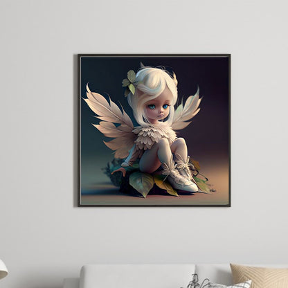 Little Girl With Wings - Full Round Drill Diamond Painting 30*30CM