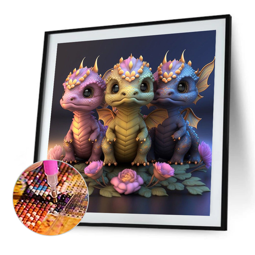 Three Pterosaurs - Full Round Drill Diamond Painting 40*40CM