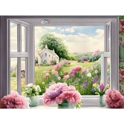 Scenery Outside The Window - Full Round Drill Diamond Painting 40*30CM