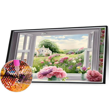 Scenery Outside The Window - Full Round Drill Diamond Painting 40*30CM