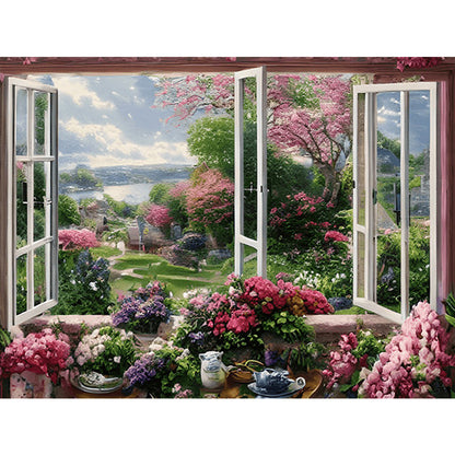 Scenery Outside The Window - Full Round Drill Diamond Painting 40*30CM