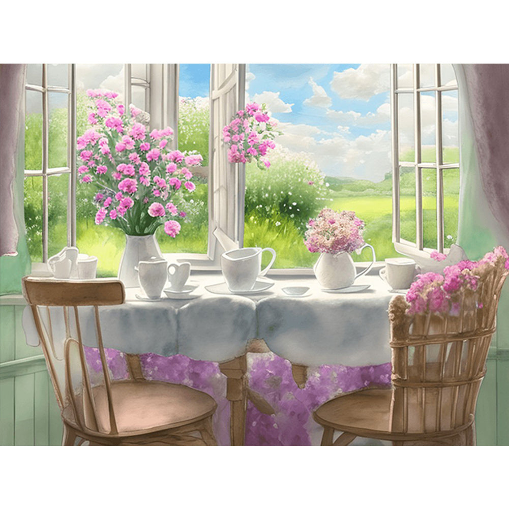 Scenery Outside The Window - Full Round Drill Diamond Painting 40*30CM