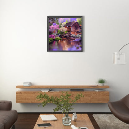 Waterwheel Scenery - Full Round Drill Diamond Painting 40*40CM