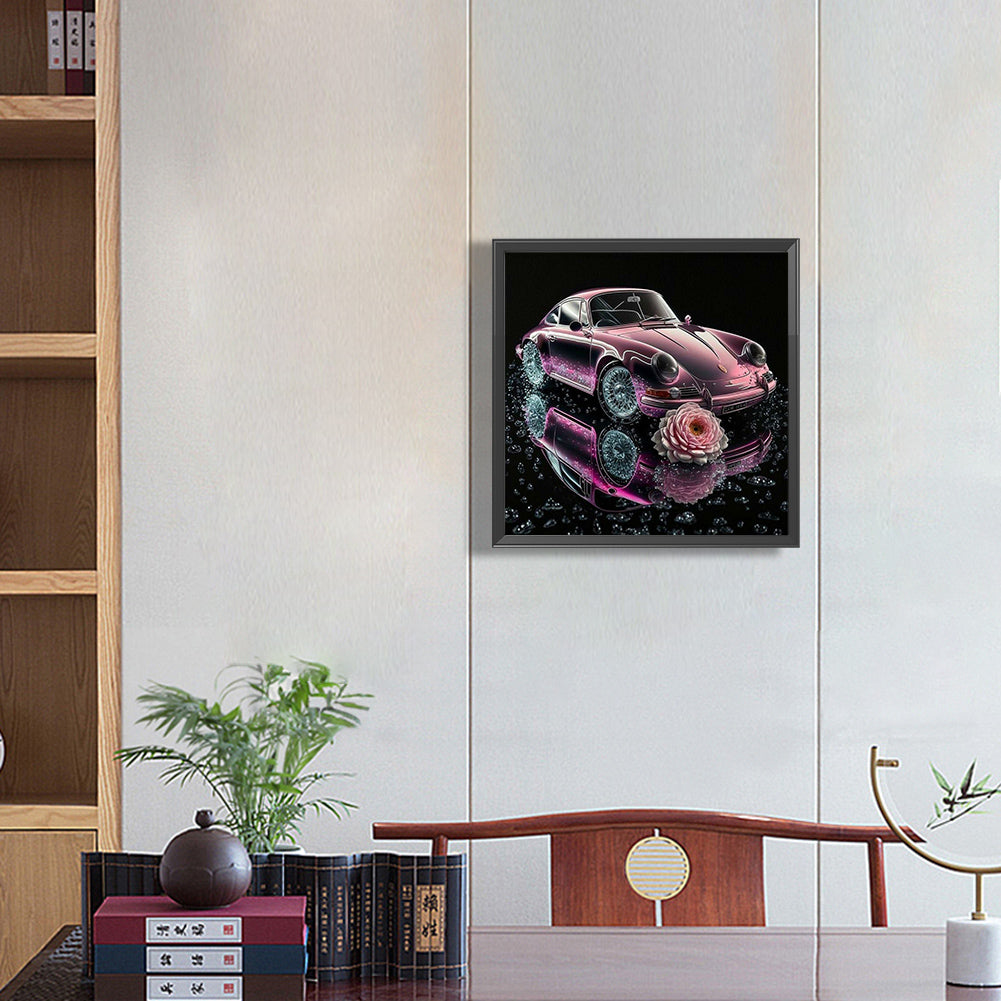 Pink Sports Car - Full Round Drill Diamond Painting 30*30CM