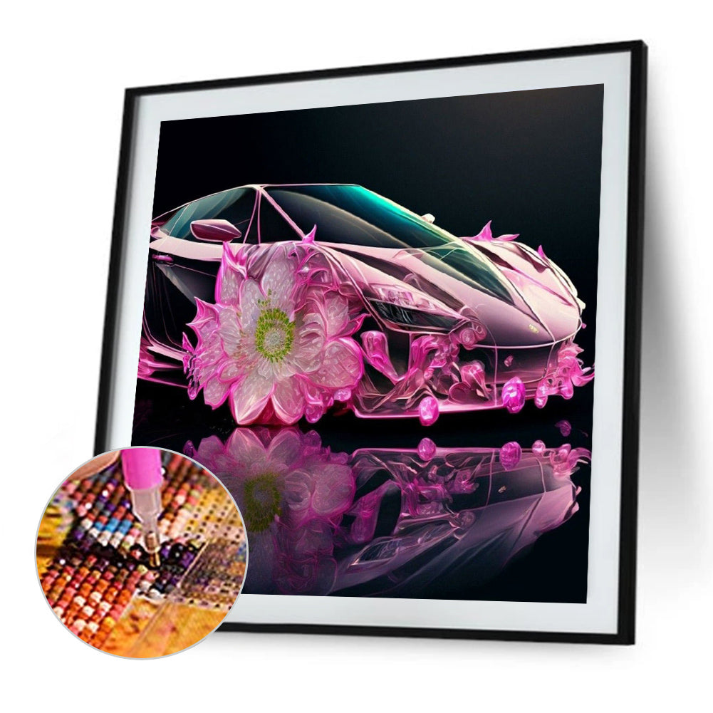 Pink Sports Car - Full Round Drill Diamond Painting 30*30CM