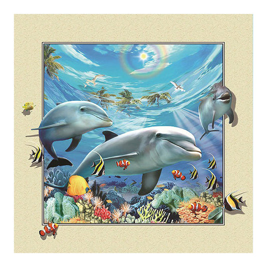 3D Frame Dolphin - Full Square Drill Diamond Painting 40*40CM
