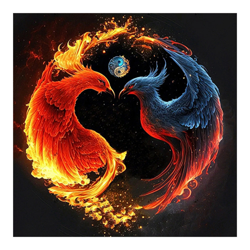 Phoenix Yin And Yang Diagram - Full Round Drill Diamond Painting 30*30CM
