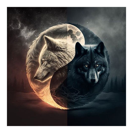 Wolf Yin Yang Diagram - Full Round Drill Diamond Painting 50*50CM