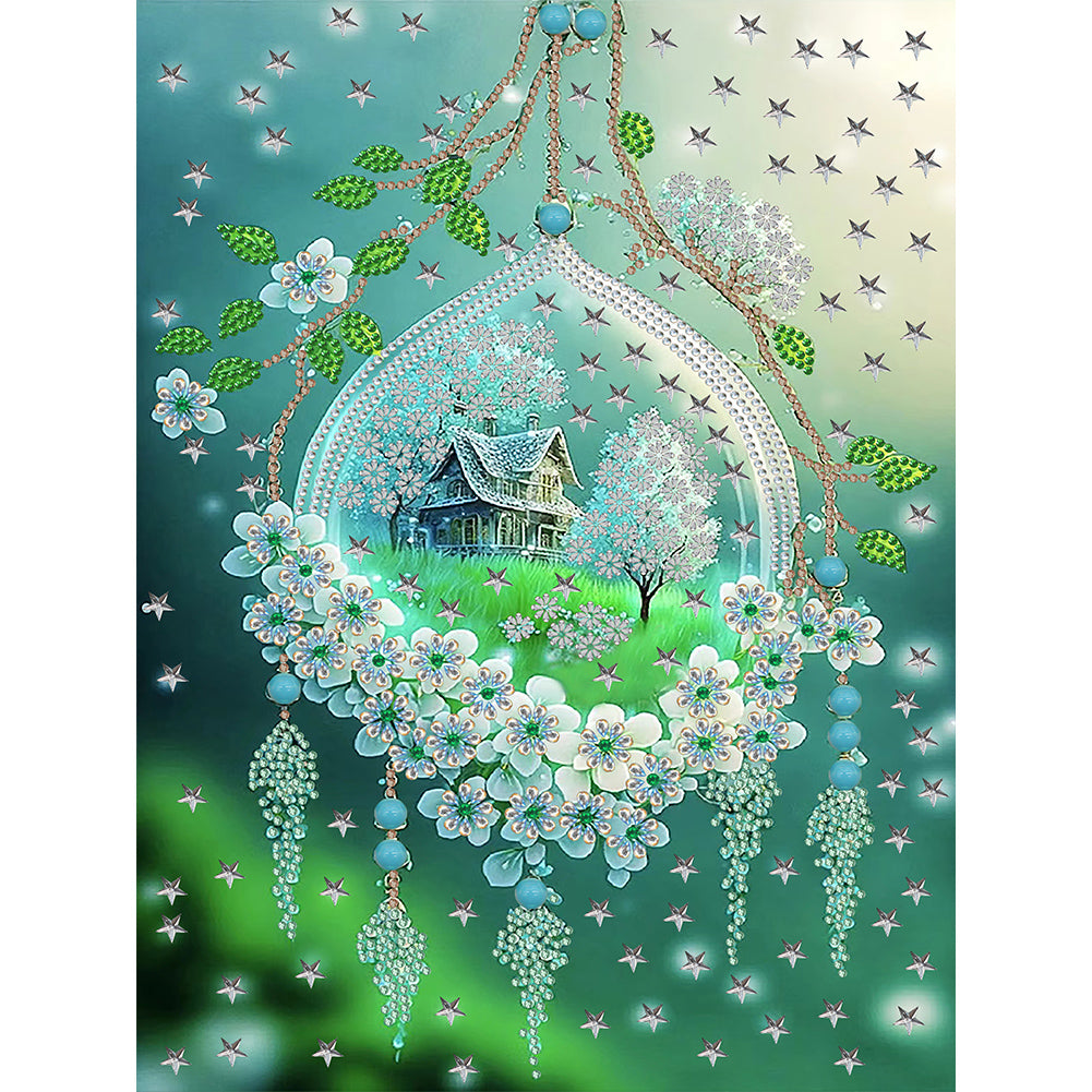 Green Leaf Water Drop Microcosm - Special Shaped Drill Diamond Painting 30*40CM
