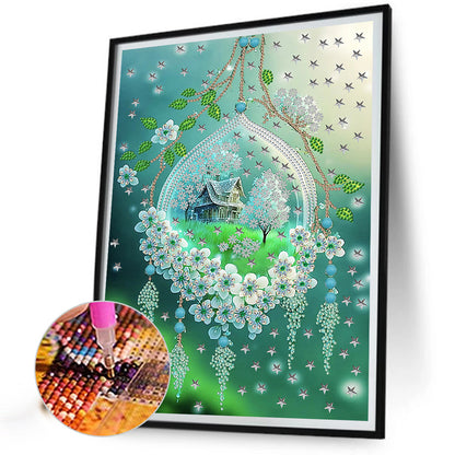 Green Leaf Water Drop Microcosm - Special Shaped Drill Diamond Painting 30*40CM