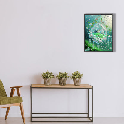 Green Leaf Water Drop Microcosm - Special Shaped Drill Diamond Painting 30*40CM