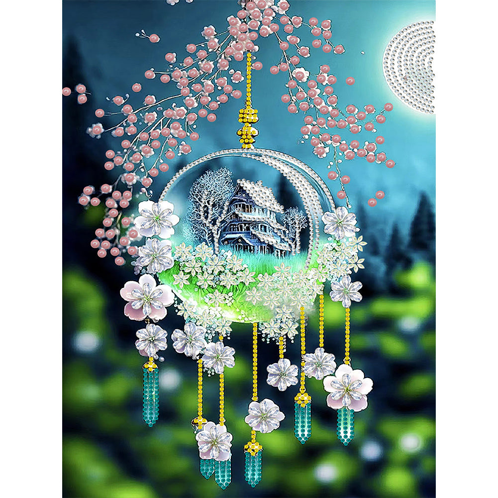 Green Leaf Water Drop Microcosm - Special Shaped Drill Diamond Painting 30*40CM