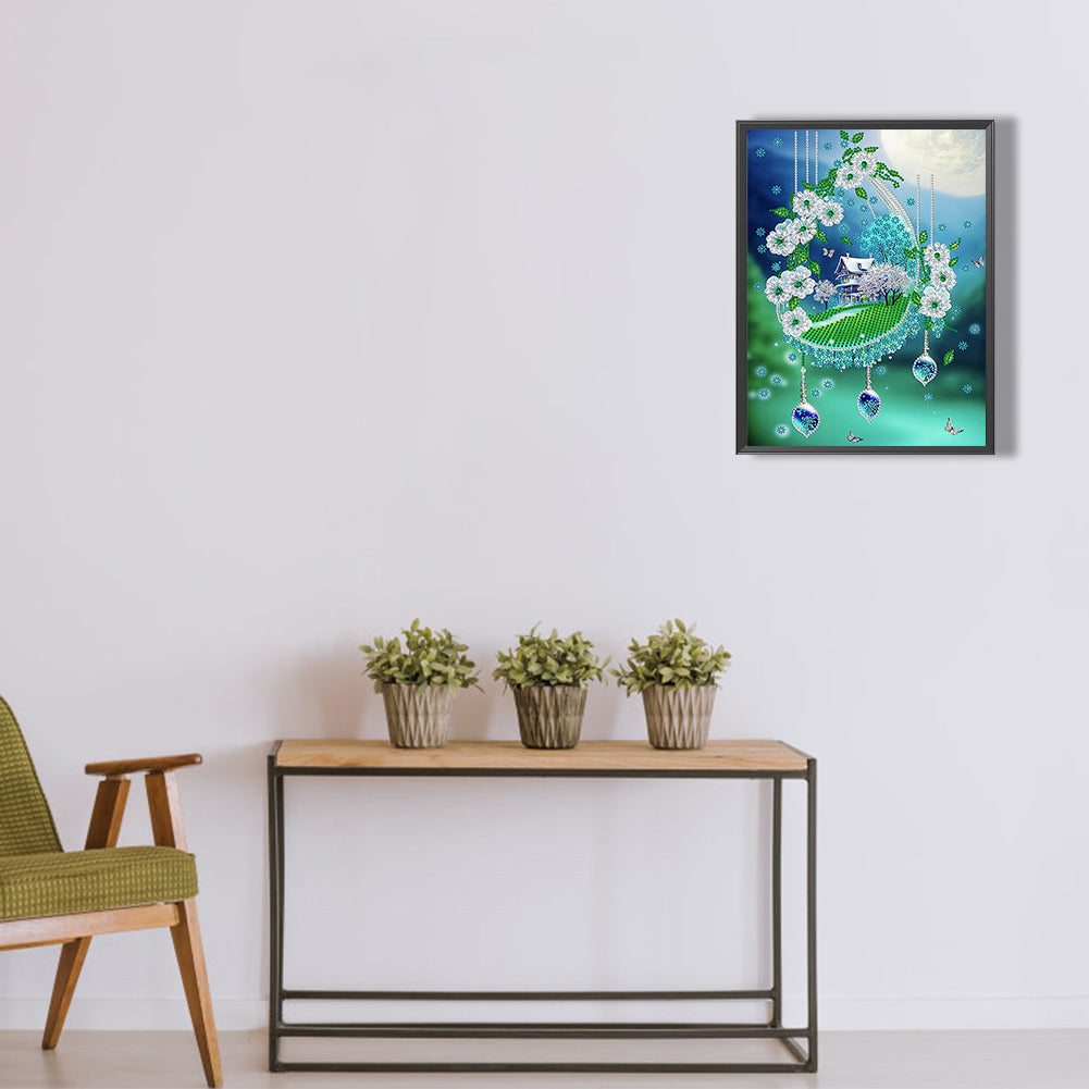 Green Leaf Water Drop Microcosm - Special Shaped Drill Diamond Painting 30*40CM