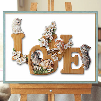 Love Kitty - Full Round Drill Diamond Painting 40*30CM