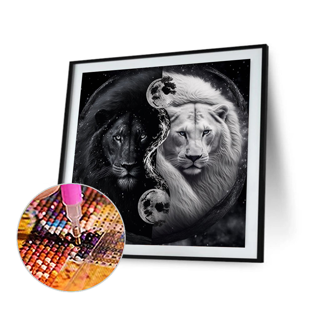 Lion Yin Yang Diagram - Full Round Drill Diamond Painting 30*30CM