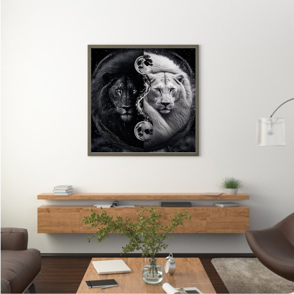 Lion Yin Yang Diagram - Full Round Drill Diamond Painting 30*30CM