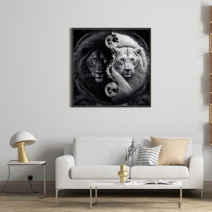 Lion Yin Yang Diagram - Full Round Drill Diamond Painting 30*30CM