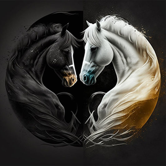 Horse Yin Yang Diagram - Full Round Drill Diamond Painting 30*30CM