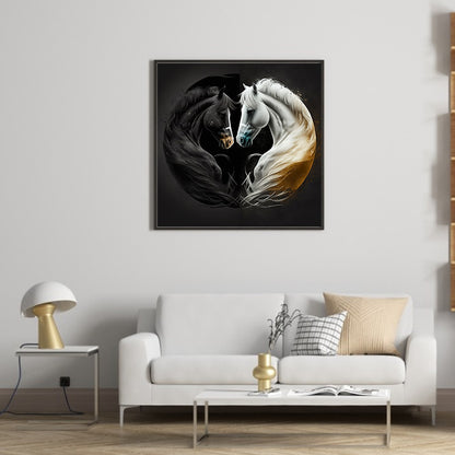 Horse Yin Yang Diagram - Full Round Drill Diamond Painting 30*30CM