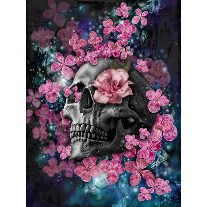 Flower Skull - Full Round Drill Diamond Painting 30*40CM