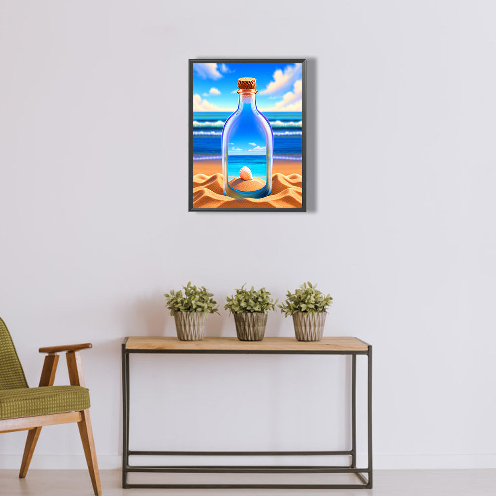 Beach Drift Bottle - Full Round Drill Diamond Painting 30*40CM