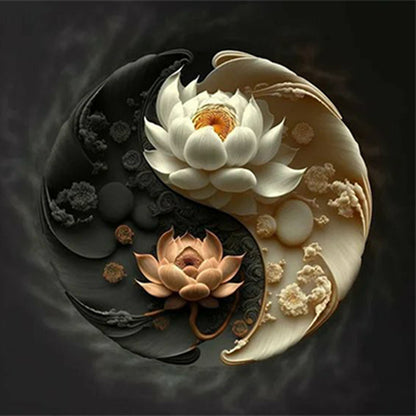 Lotus Yin Yang Diagram - Full Round Drill Diamond Painting 30*30CM