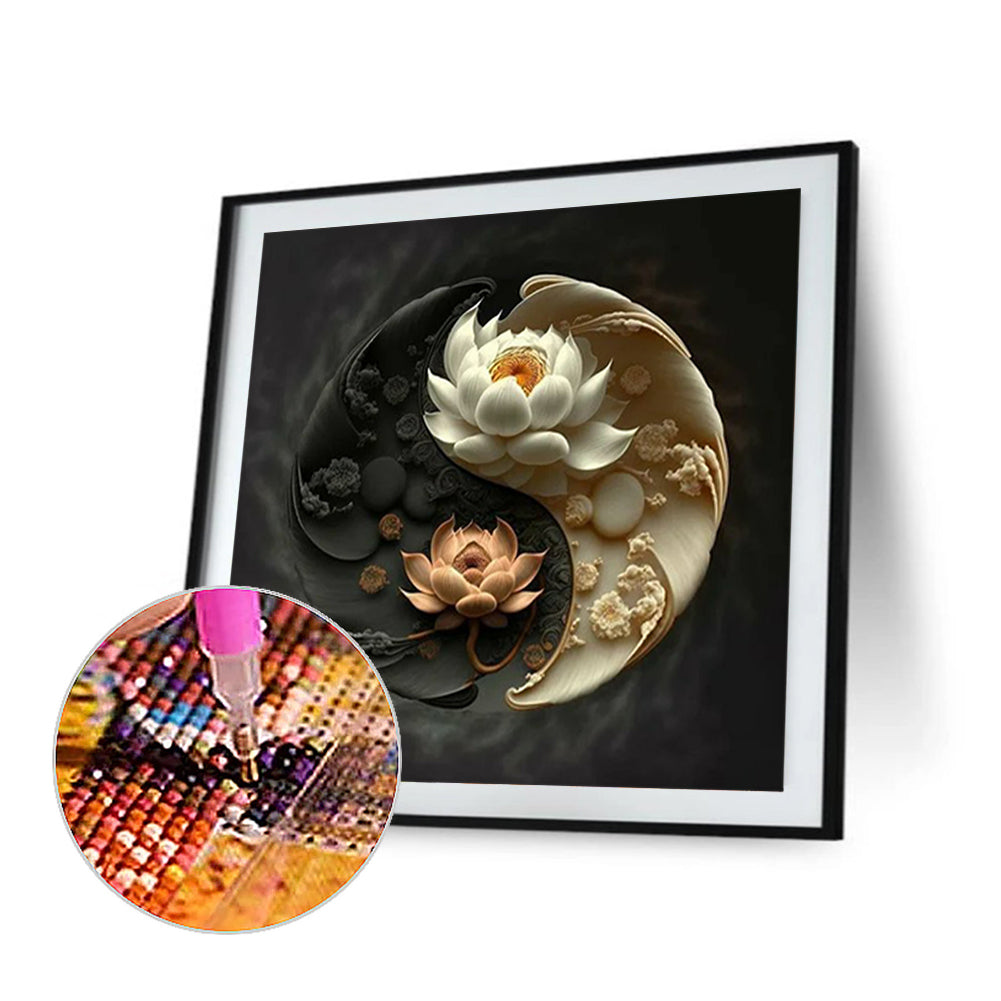 Lotus Yin Yang Diagram - Full Round Drill Diamond Painting 30*30CM