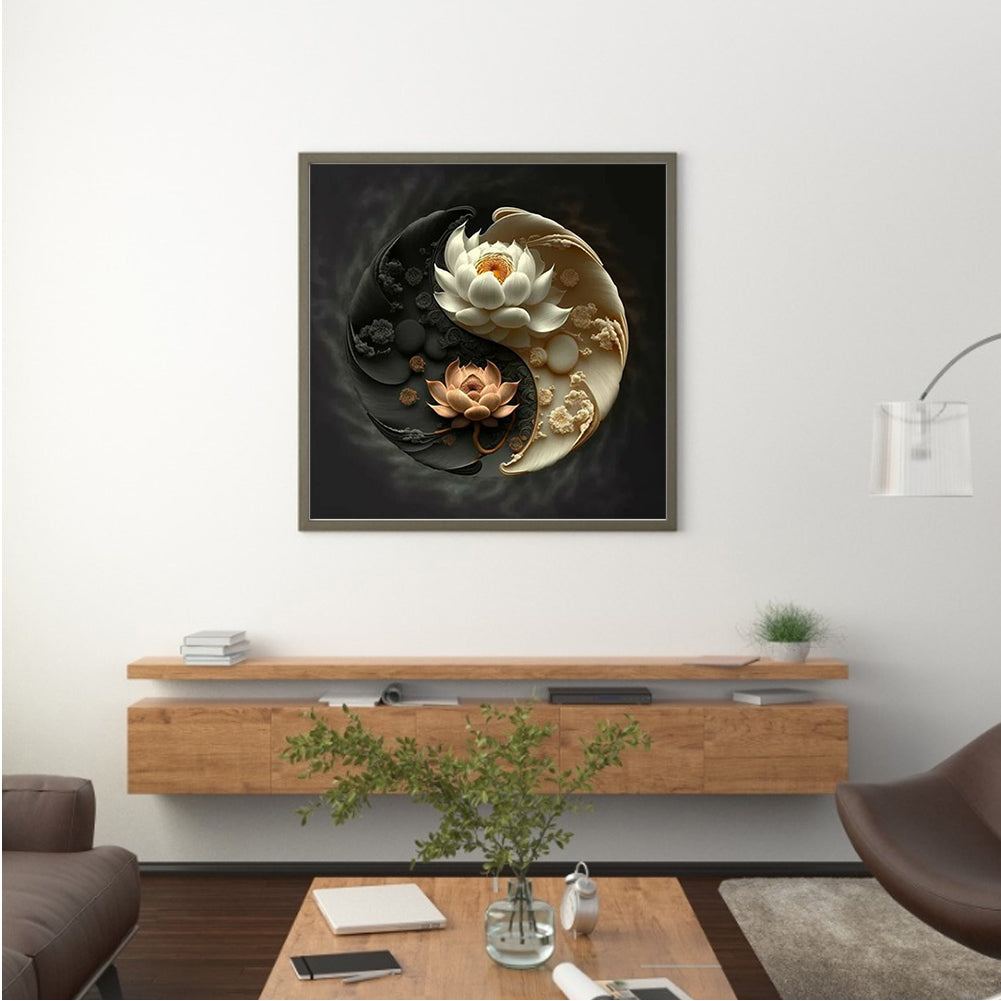 Lotus Yin Yang Diagram - Full Round Drill Diamond Painting 30*30CM