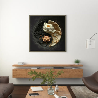 Lotus Yin Yang Diagram - Full Round Drill Diamond Painting 30*30CM