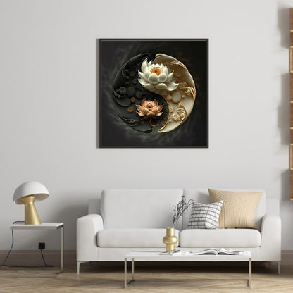 Lotus Yin Yang Diagram - Full Round Drill Diamond Painting 30*30CM