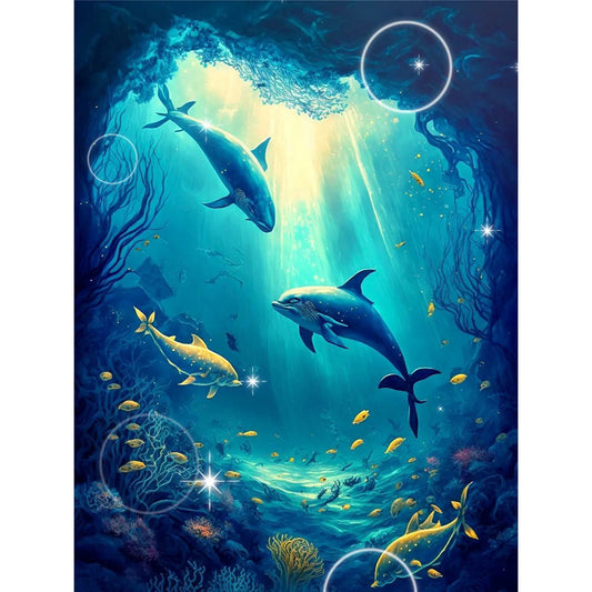 Deep Sea Dolphin - Full Round Drill Diamond Painting 30*40CM