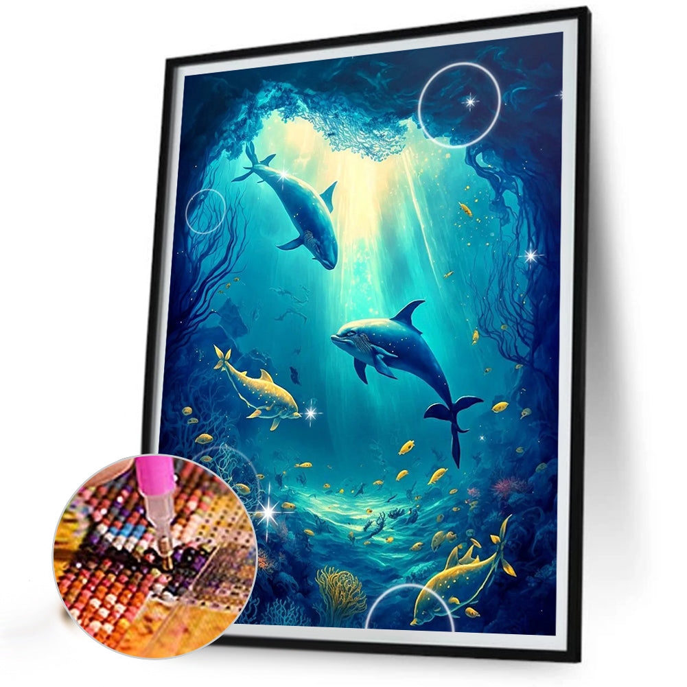 Deep Sea Dolphin - Full Round Drill Diamond Painting 30*40CM