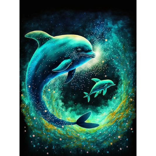 Deep Sea Dolphin - Full Round Drill Diamond Painting 30*40CM
