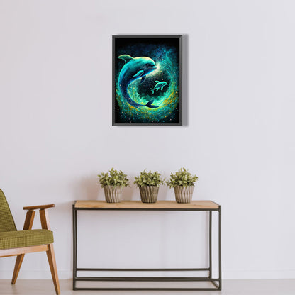 Deep Sea Dolphin - Full Round Drill Diamond Painting 30*40CM