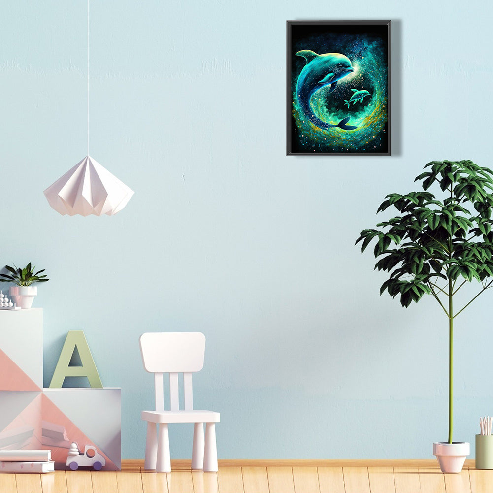 Deep Sea Dolphin - Full Round Drill Diamond Painting 30*40CM