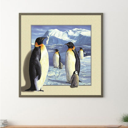 Snow Mountain Penguin - Full Square Drill Diamond Painting 30*30CM